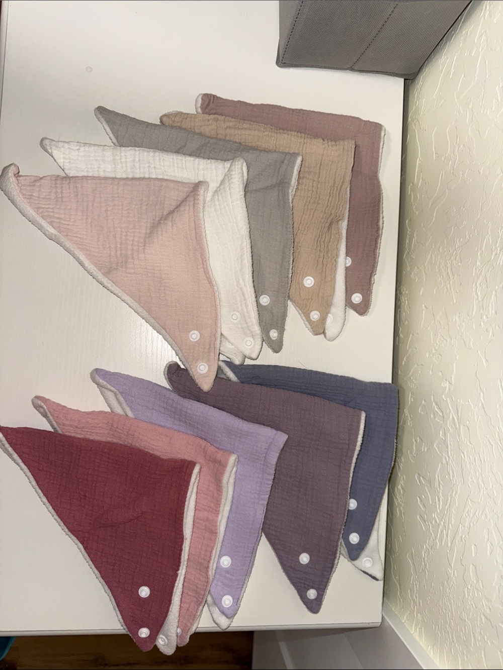 Set of Soft Cotton Bandana Drool Bibs in Muted Pastels